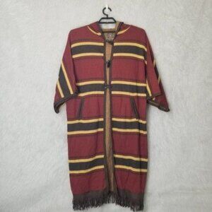 Rare Double D Ranch Fringed Striped Hoodie Kimono Duster Medium
